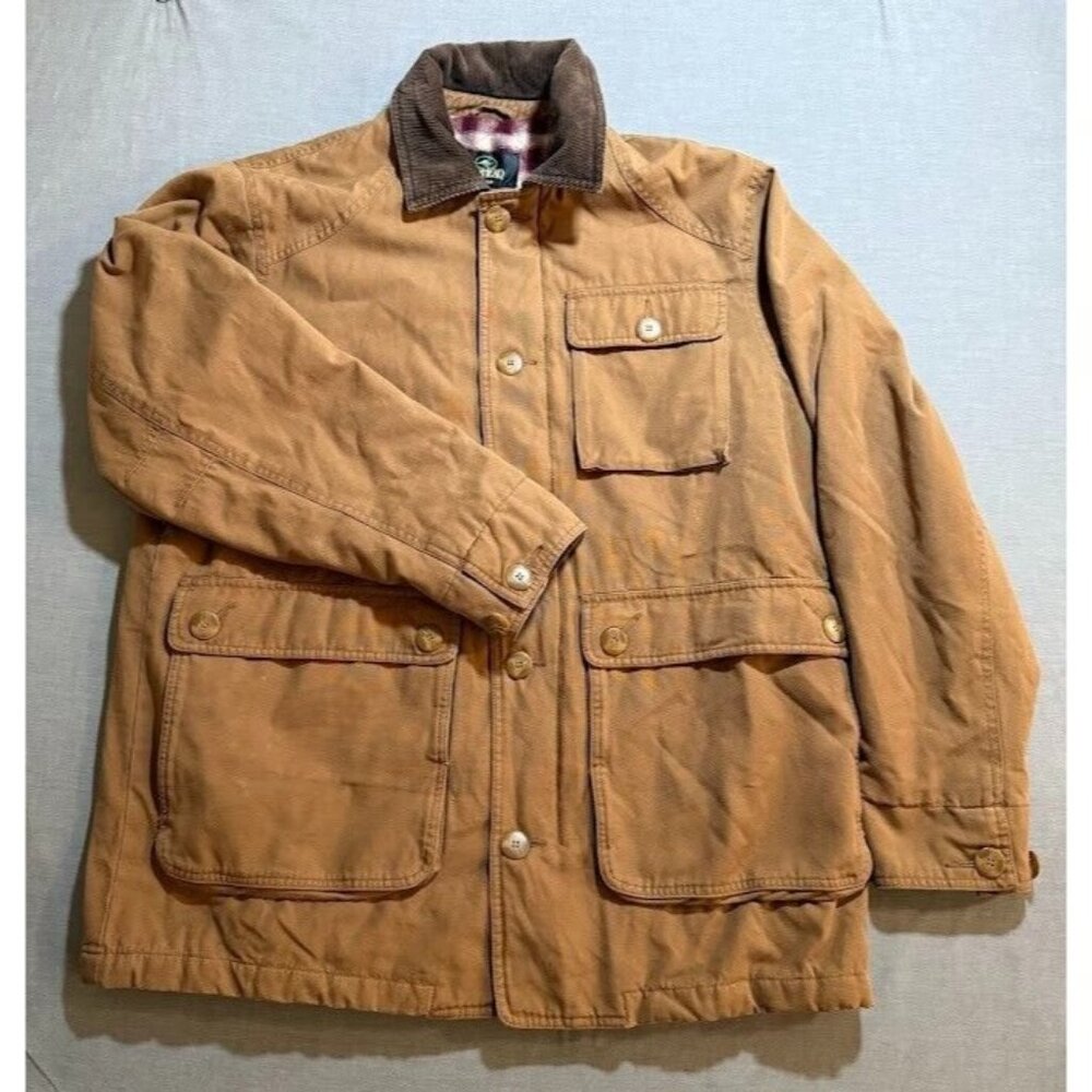 Vintage RedHead Blanket Lined Chore Jacket Adult L Brown Zip Long Sleeve.